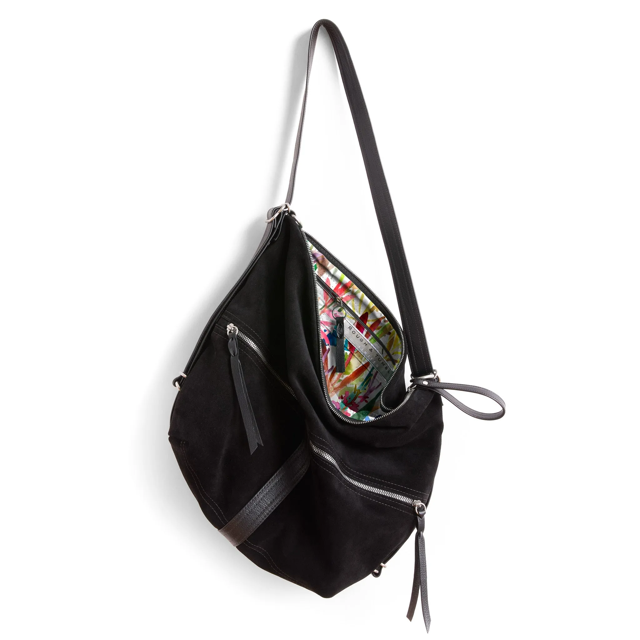 city safari™ | black suede | 3 in 1 adjustable | choose size   lining   pulls   hardware finish