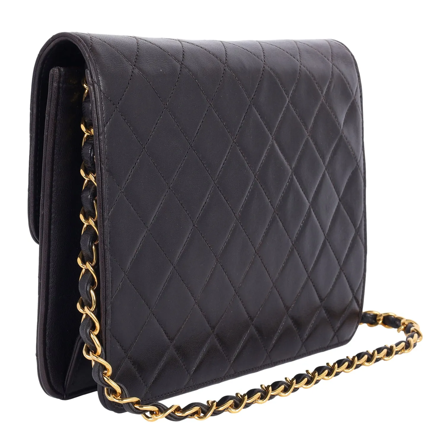 Classic CC Front Flap Lambskin Leather Shoulder Bag