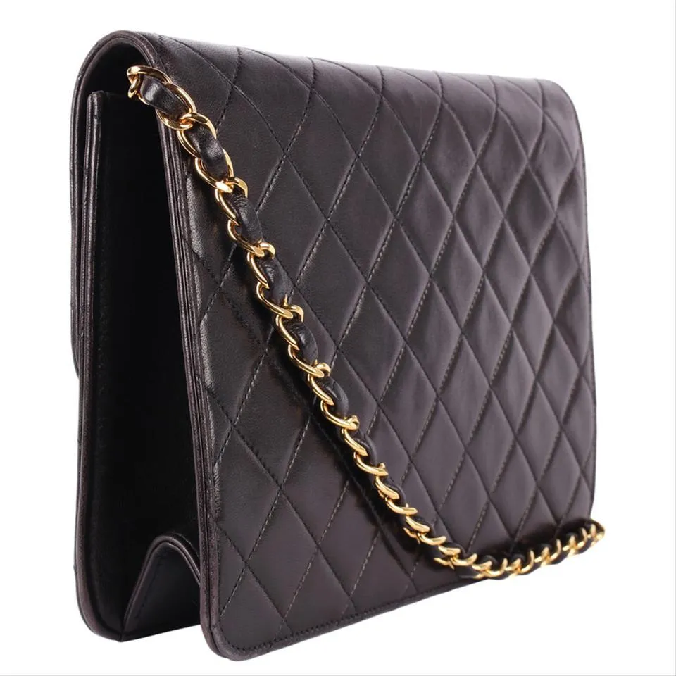 Classic CC Front Flap Lambskin Leather Shoulder Bag