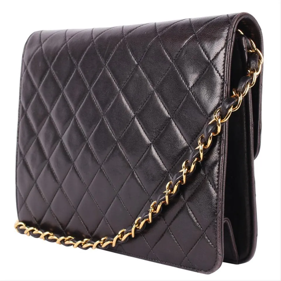 Classic CC Front Flap Lambskin Leather Shoulder Bag
