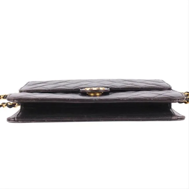 Classic CC Front Flap Lambskin Leather Shoulder Bag