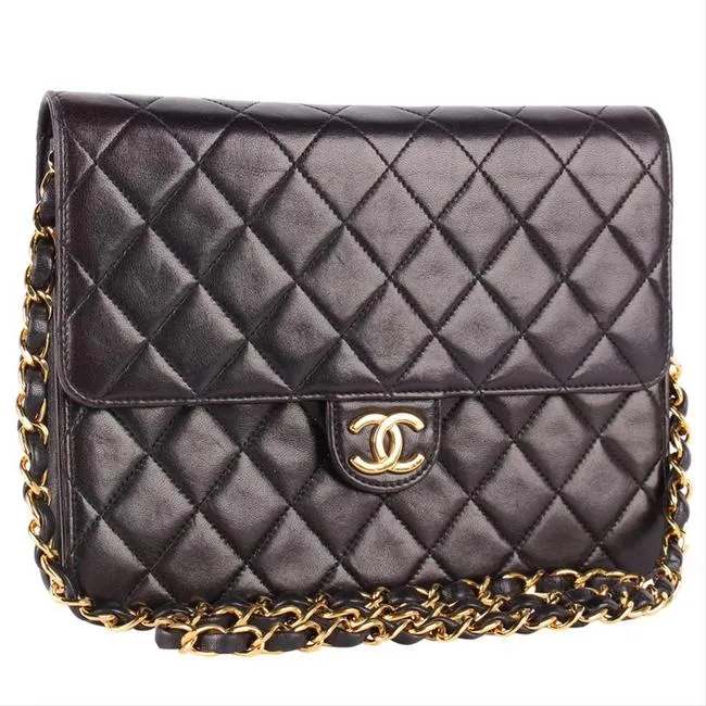 Classic CC Front Flap Lambskin Leather Shoulder Bag