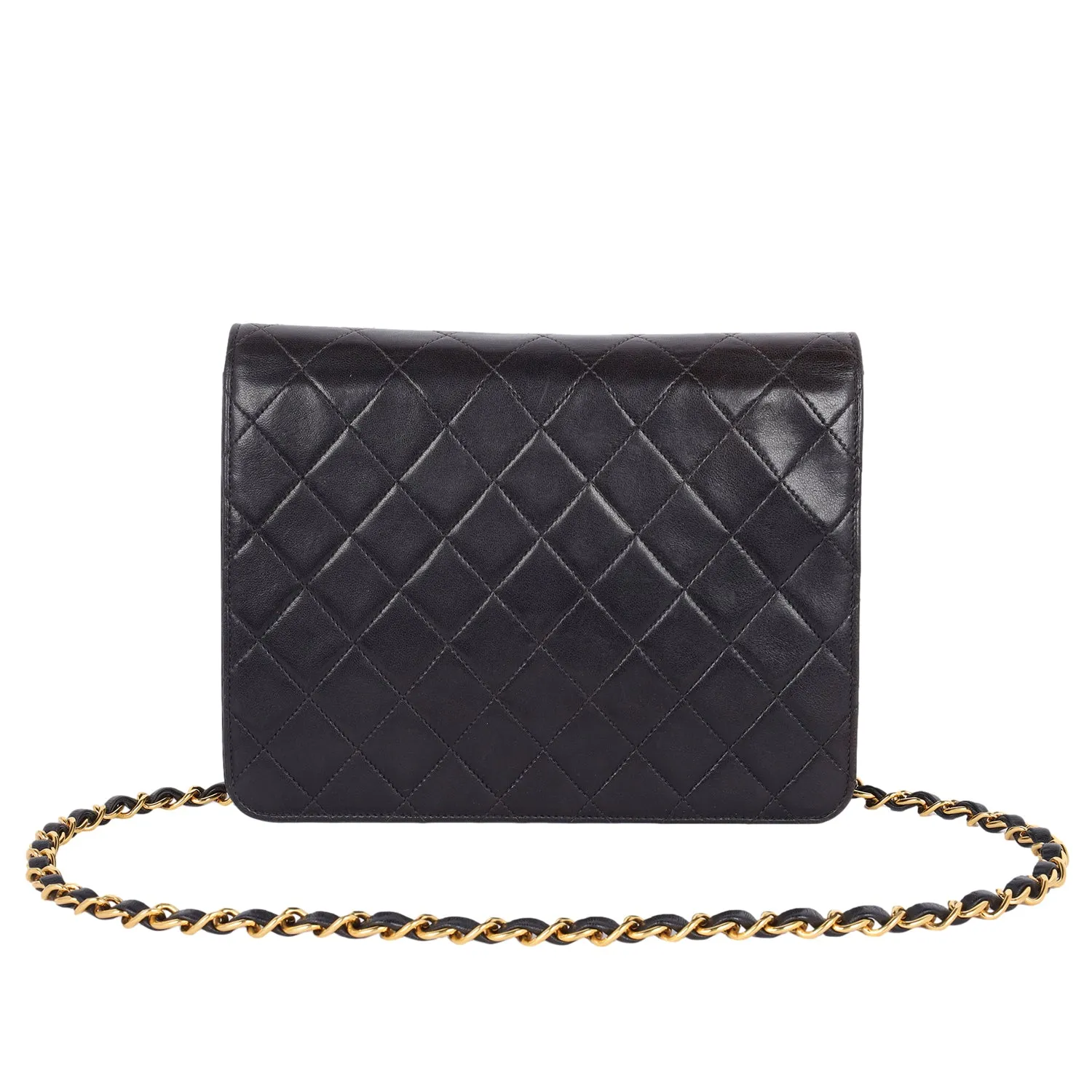 Classic CC Front Flap Lambskin Leather Shoulder Bag