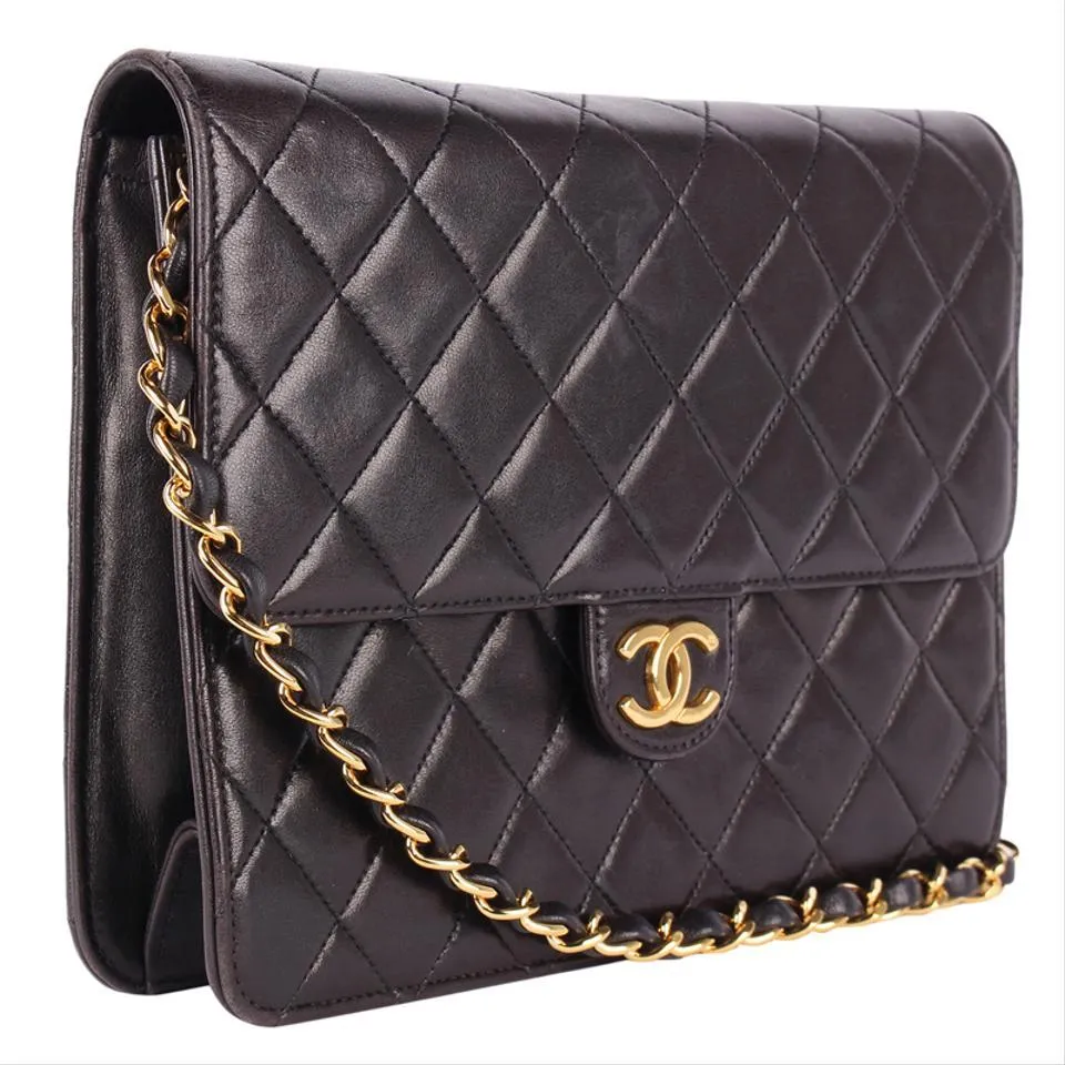 Classic CC Front Flap Lambskin Leather Shoulder Bag