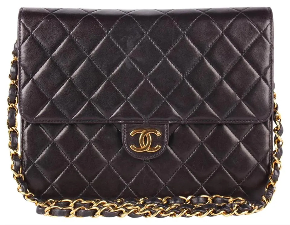 Classic CC Front Flap Lambskin Leather Shoulder Bag