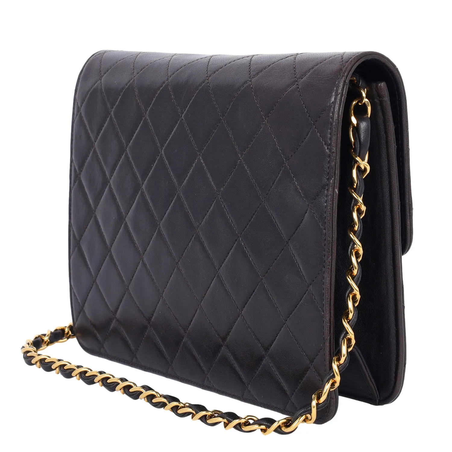 Classic CC Front Flap Lambskin Leather Shoulder Bag