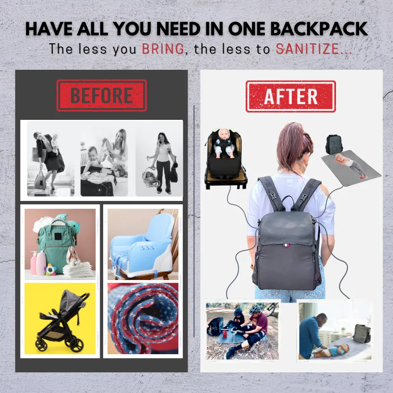Classic Gray Gillygro Multipurpose Baby Backpack