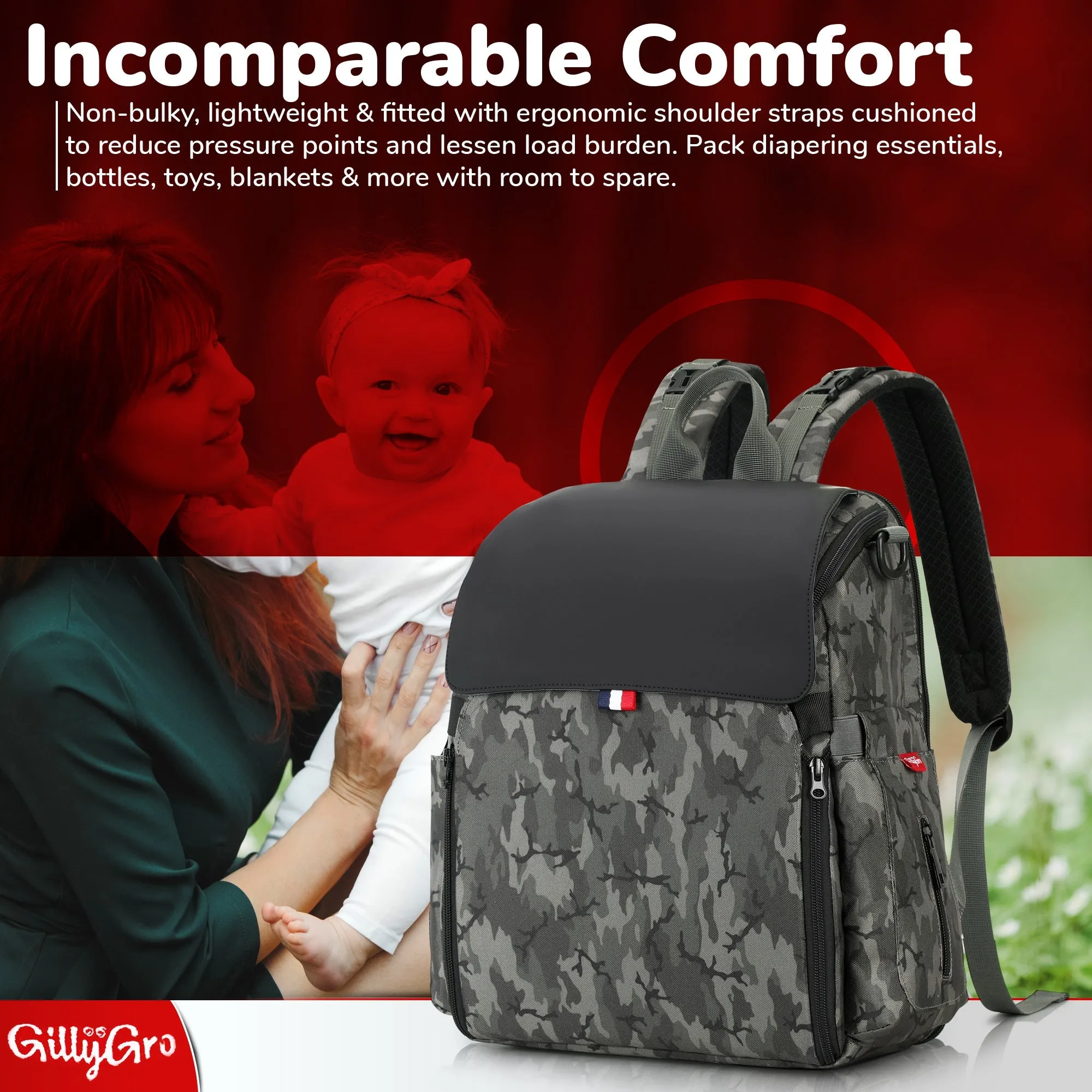 Classic Gray Gillygro Multipurpose Baby Backpack