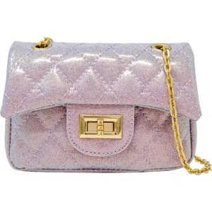 Classic Quilted Sparkle Mini Purse - Baby Purple