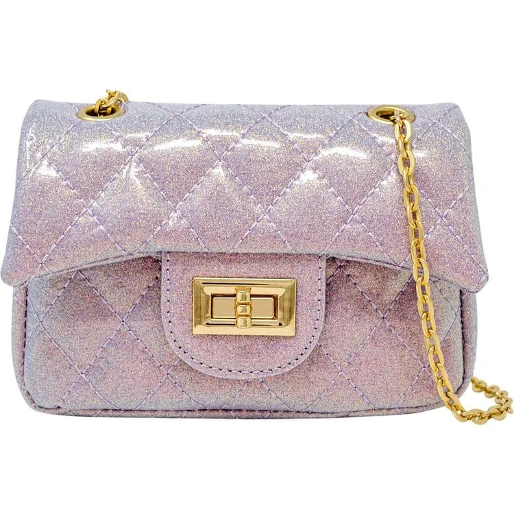 Classic Quilted Sparkle Mini Purse - Baby Purple