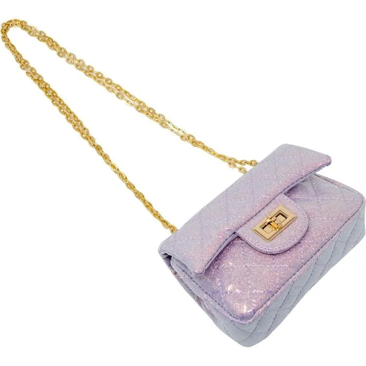 Classic Quilted Sparkle Mini Purse - Baby Purple