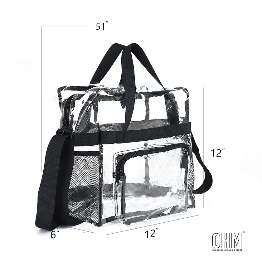 Clear Bag Stadium Approved for Women and Men See Through Transparent Clear Tote Bag 12x12x6 For Work Concerts or Sporting Events (CH-Y058)