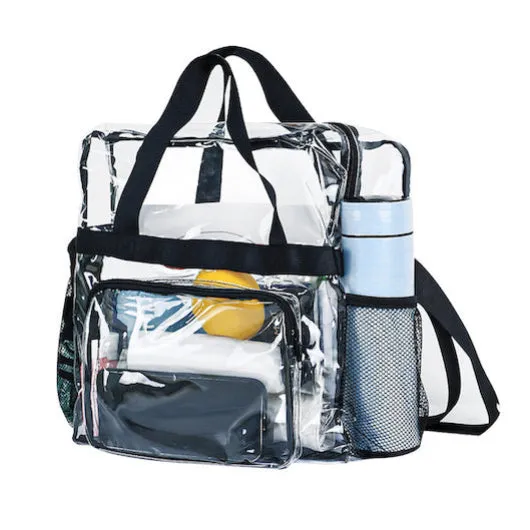 Clear Bag Stadium Approved for Women and Men See Through Transparent Clear Tote Bag 12x12x6 For Work Concerts or Sporting Events (CH-Y058)