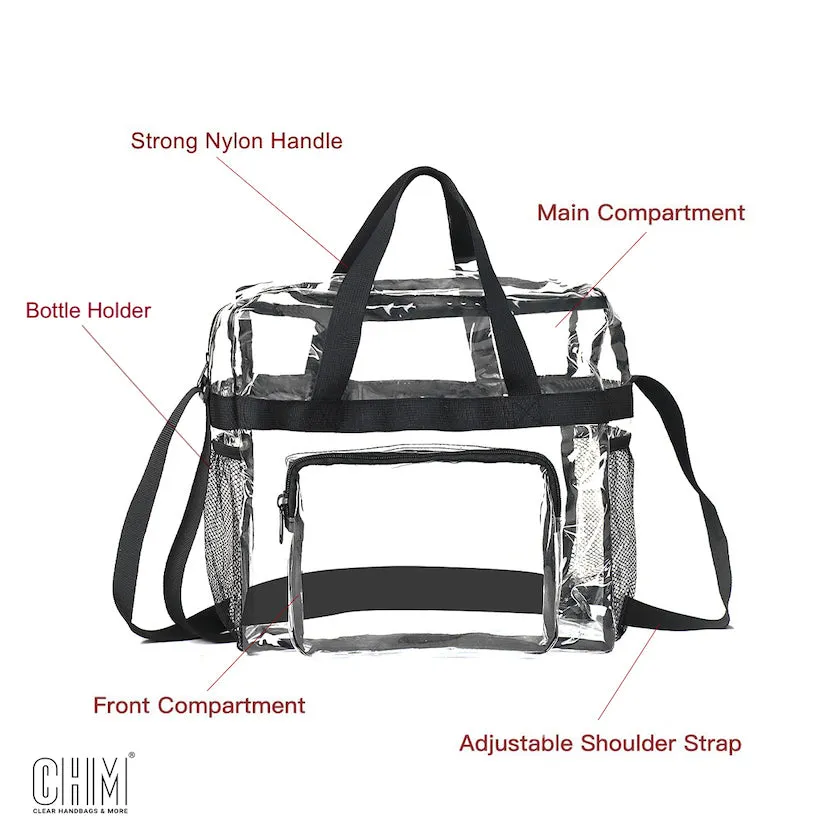 Clear Bag Stadium Approved for Women and Men See Through Transparent Clear Tote Bag 12x12x6 For Work Concerts or Sporting Events (CH-Y058)