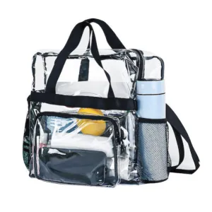 Clear Bag Stadium Approved for Women and Men See Through Transparent Clear Tote Bag 12x12x6 For Work Concerts or Sporting Events (CH-Y058)