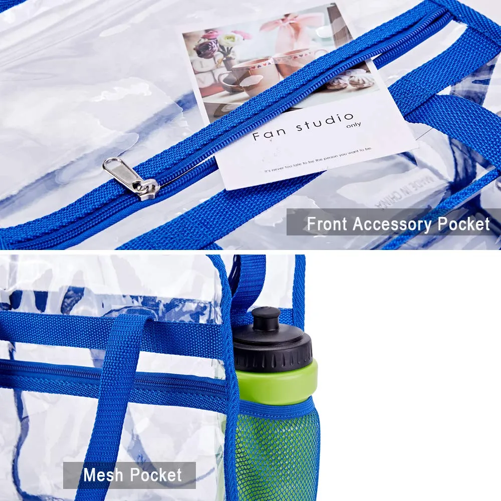 Clear Bag Stadium Approved,Multi-Pockets Clear Tote Bag with Adjustable Shoulder Strap,Perfect for Work, School, Sports Games and Concerts-12 X12 X6(Blue)