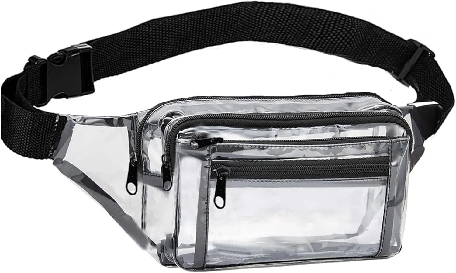 Clear Fanny Pack Stadium Approved Transparent Waist Bag for Women,Fashion Belt Bag Bum Bag for Festival Travel Beach Concerts Sporting Event, Clear Fanny Pack for Black, Fashion
