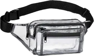Clear Fanny Pack Stadium Approved Transparent Waist Bag for Women,Fashion Belt Bag Bum Bag for Festival Travel Beach Concerts Sporting Event, Clear Fanny Pack for Black, Fashion