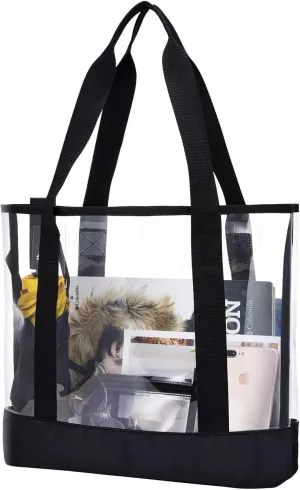 Clear Totes Bag Women - Large Work Transparent Shoulder Handbag Black, F-black-no Closure, Clear Handle Bag
