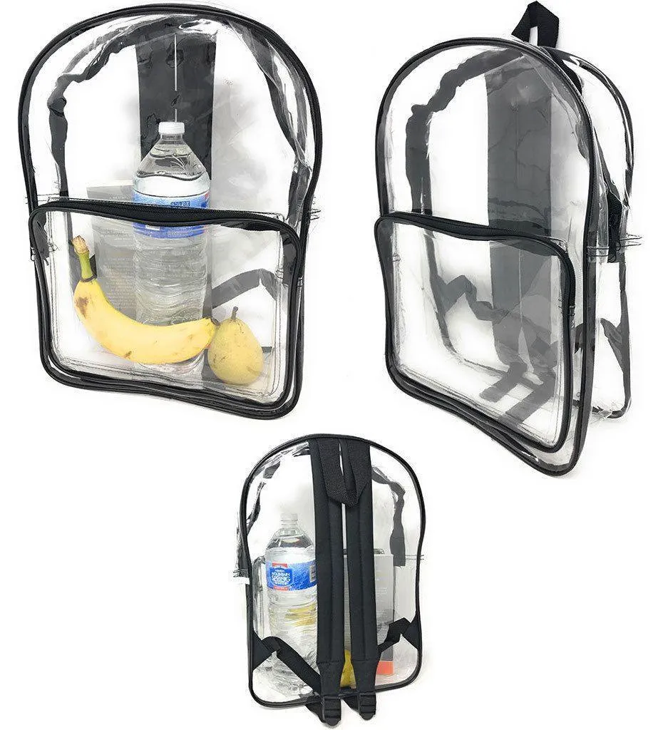 Clear Transparent Backpack Book Bag School Concerts Sports Stadium TSA Security
