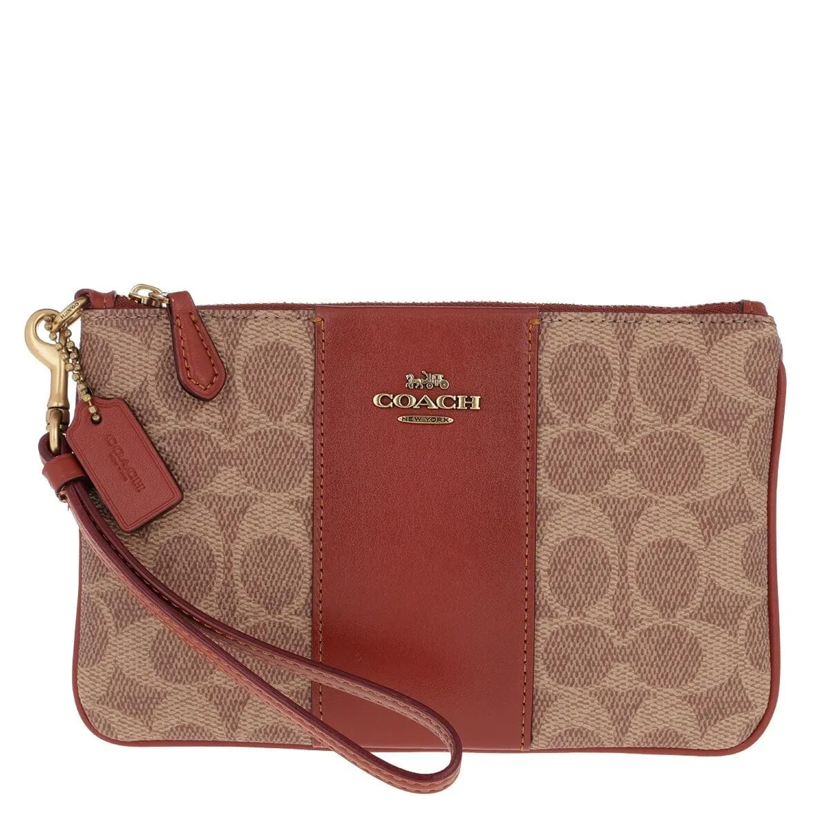 Coach Signature Small Wristlet Tan Rust