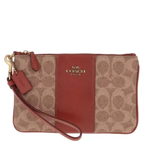 Coach Signature Small Wristlet Tan Rust