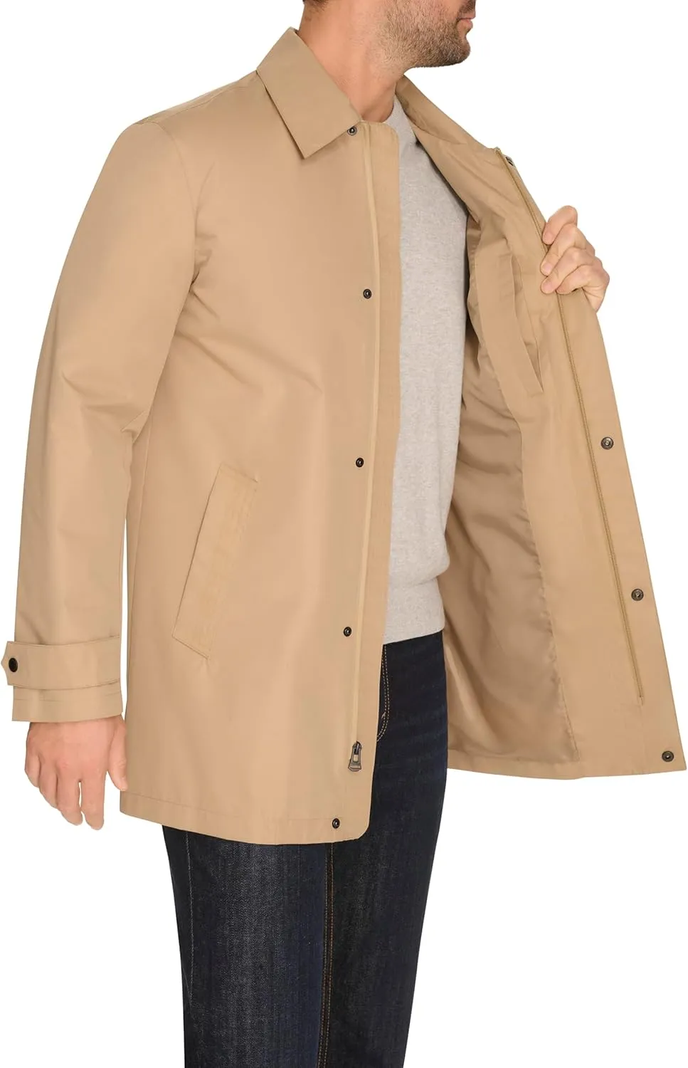 Cole Haan Men's Front Zip Water Resistant Rain Jacket