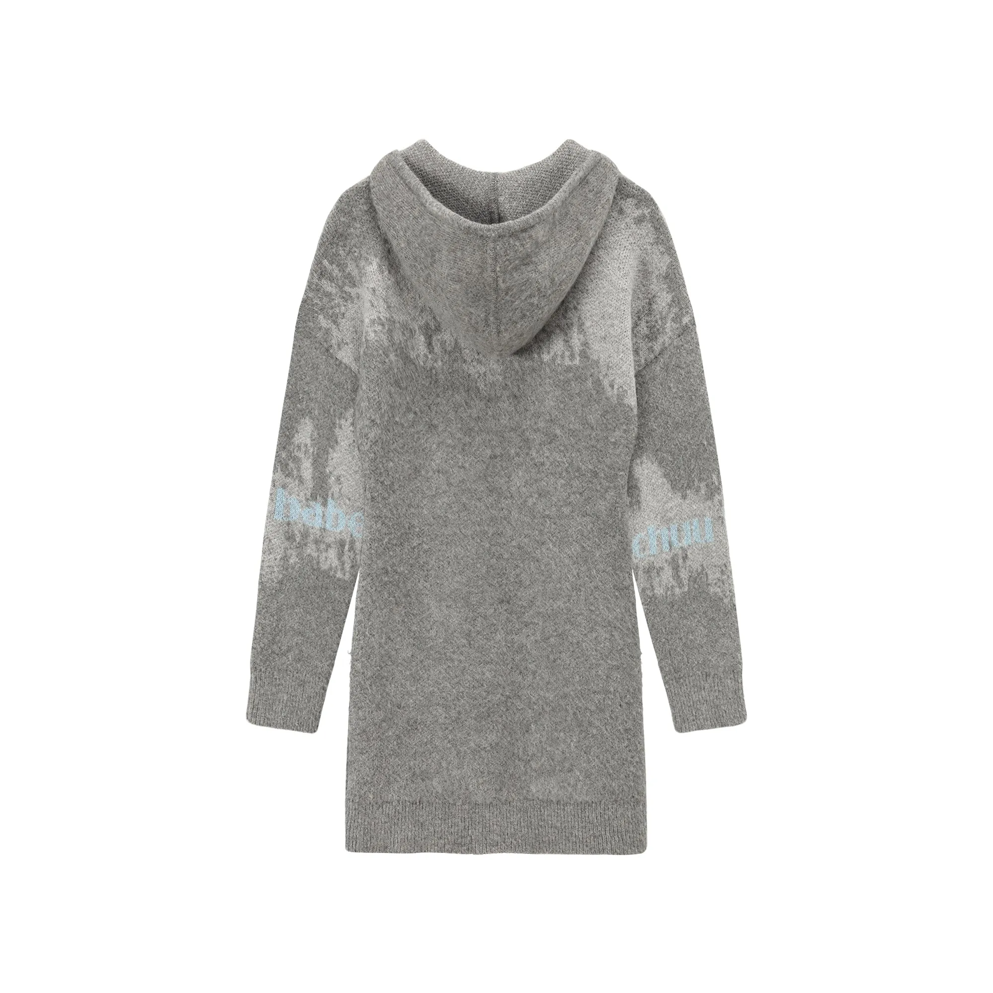 Color Logo Hooded Knit Mini Dress