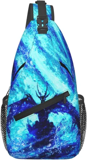 Cool Blue Dragon Sling Backpack Casual Crossbody Shoulder Bag Travel Hiking Daypack Unisex Chest Bags For Women Men Outdoor Sport