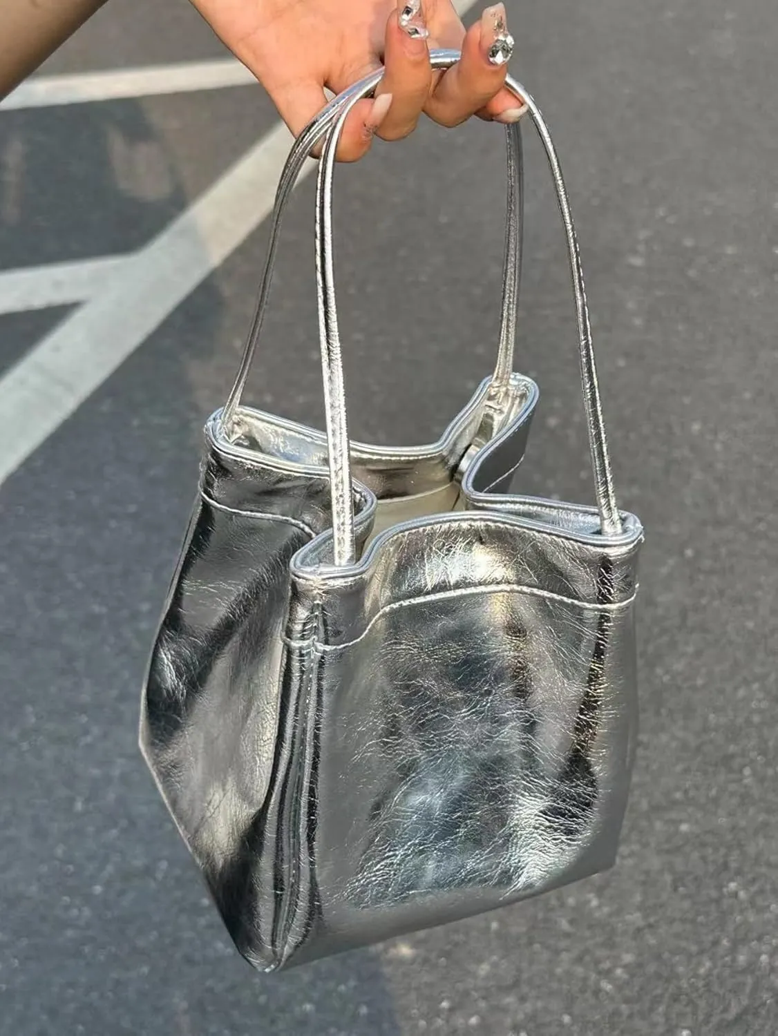 COOLOYA Women's Minimalist Clutch Y2K Hobo Bucket Bags PU Leather Purse Shoulder Crossbody Handbags