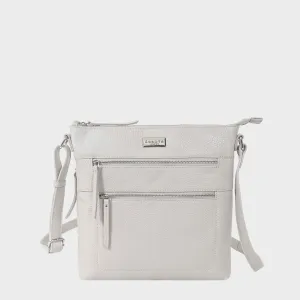'CORI' Ice Grey Pebble Grain Real Leather Crossbody Bag