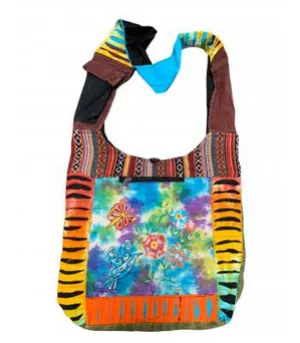 Cotton Tie-Dye Razor Cut Floral Embroidered Bag