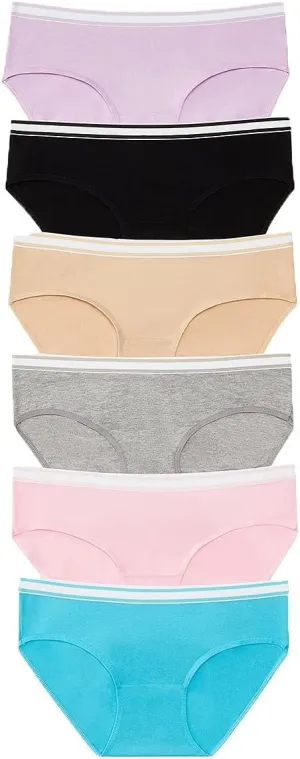 Cotton Underwear Hipsters Sporty Panties for Women Breathable Pack of 6
