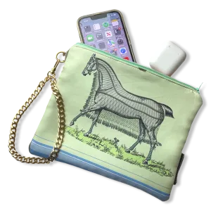 Couvertures et Tenues du Jour Celadon Vintage Silk Scarf Wristlet Bag