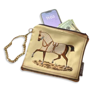 Couvertures et Tenues du Jour Tan Vintage Silk Scarf Wristlet Bag