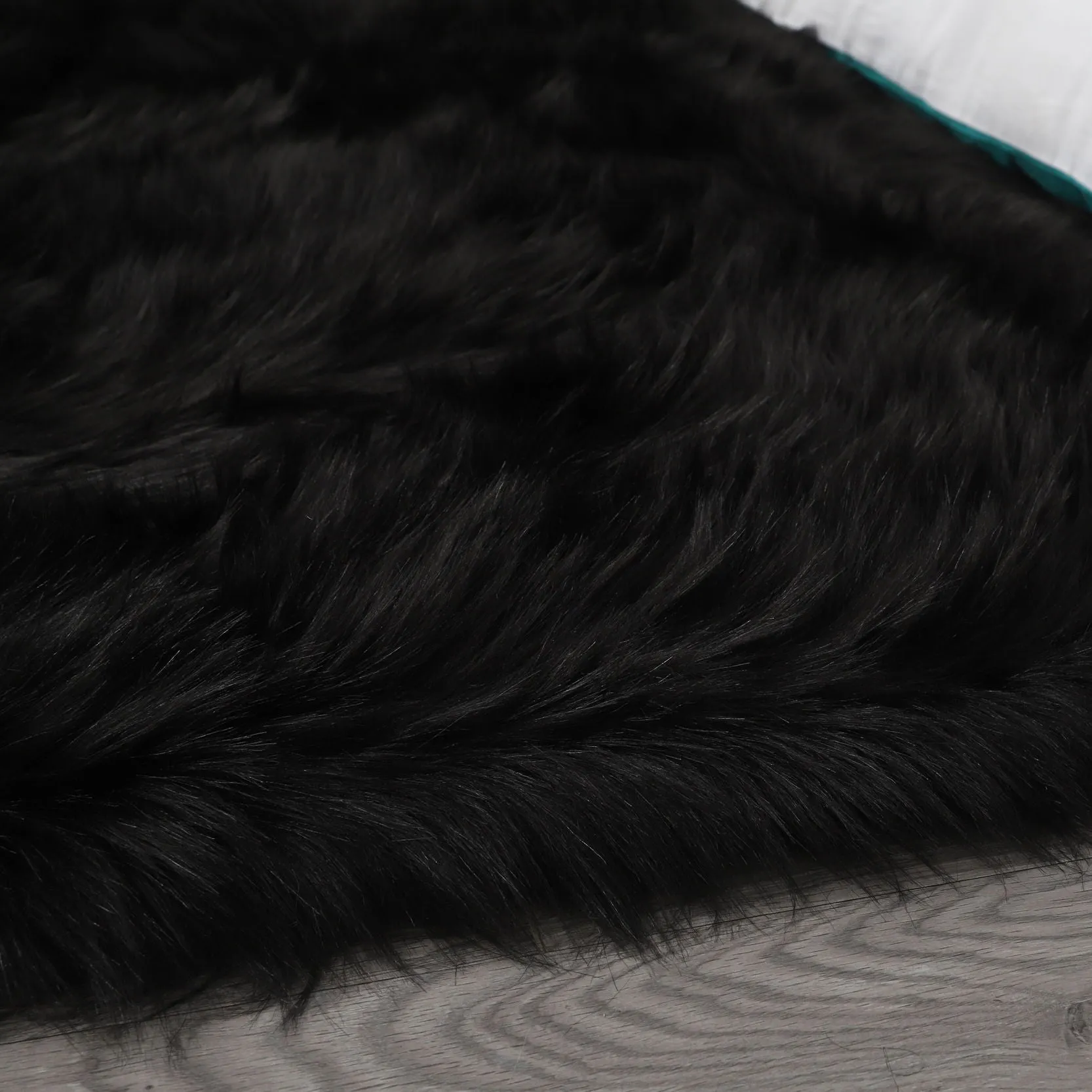 Cozy Collection Ultra Soft Fluffy Faux Fur Sheepskin Area Rug Black