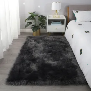 Cozy Collection Ultra Soft Fluffy Faux Fur Sheepskin Area Rug In Gray