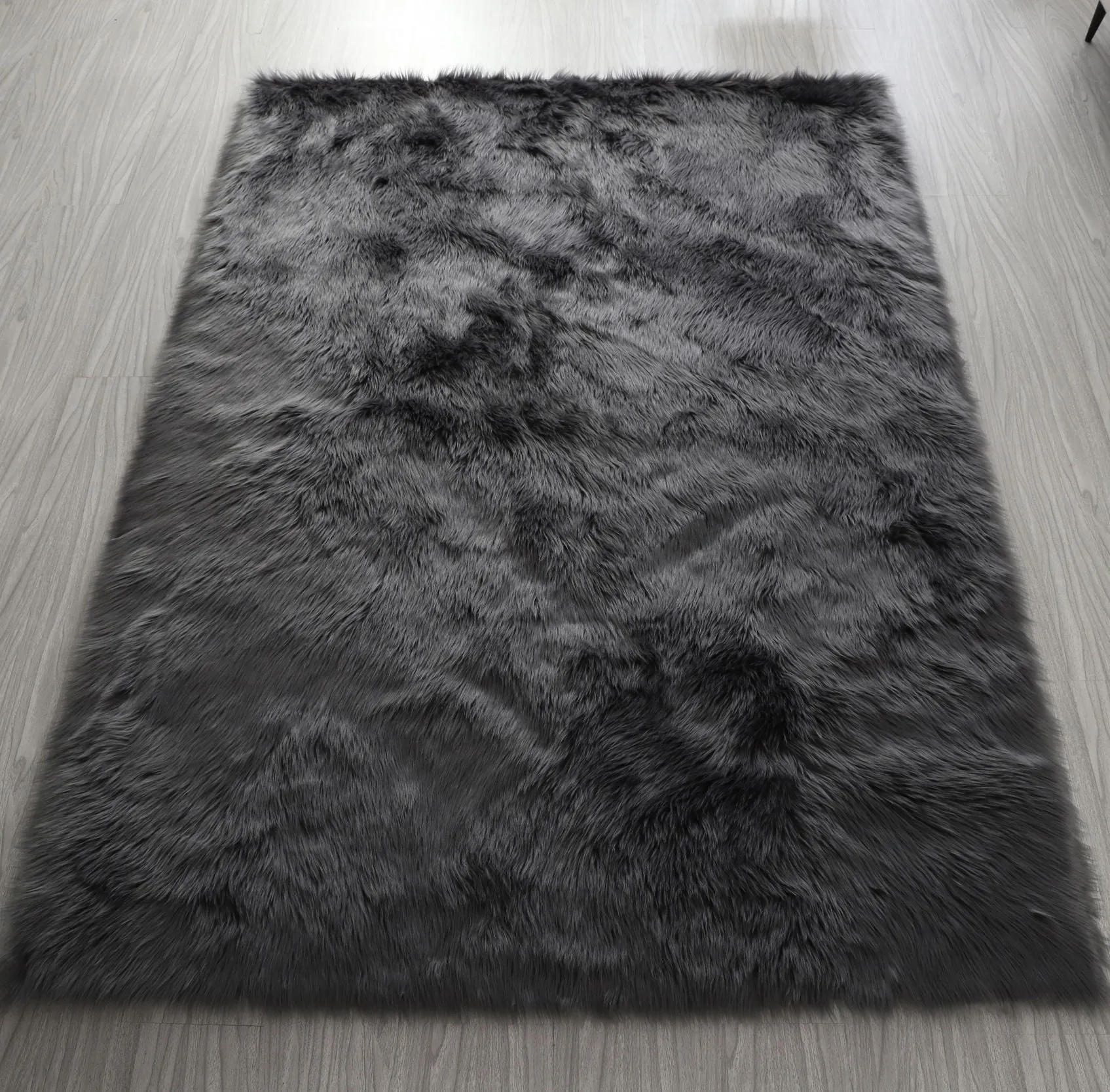 Cozy Collection Ultra Soft Fluffy Faux Fur Sheepskin Area Rug In Gray