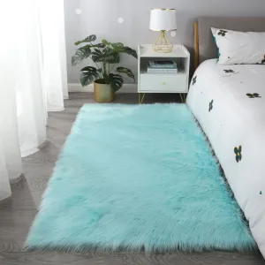 Cozy Collection Ultra Soft Fluffy Faux Fur Sheepskin Area Rug In Teal