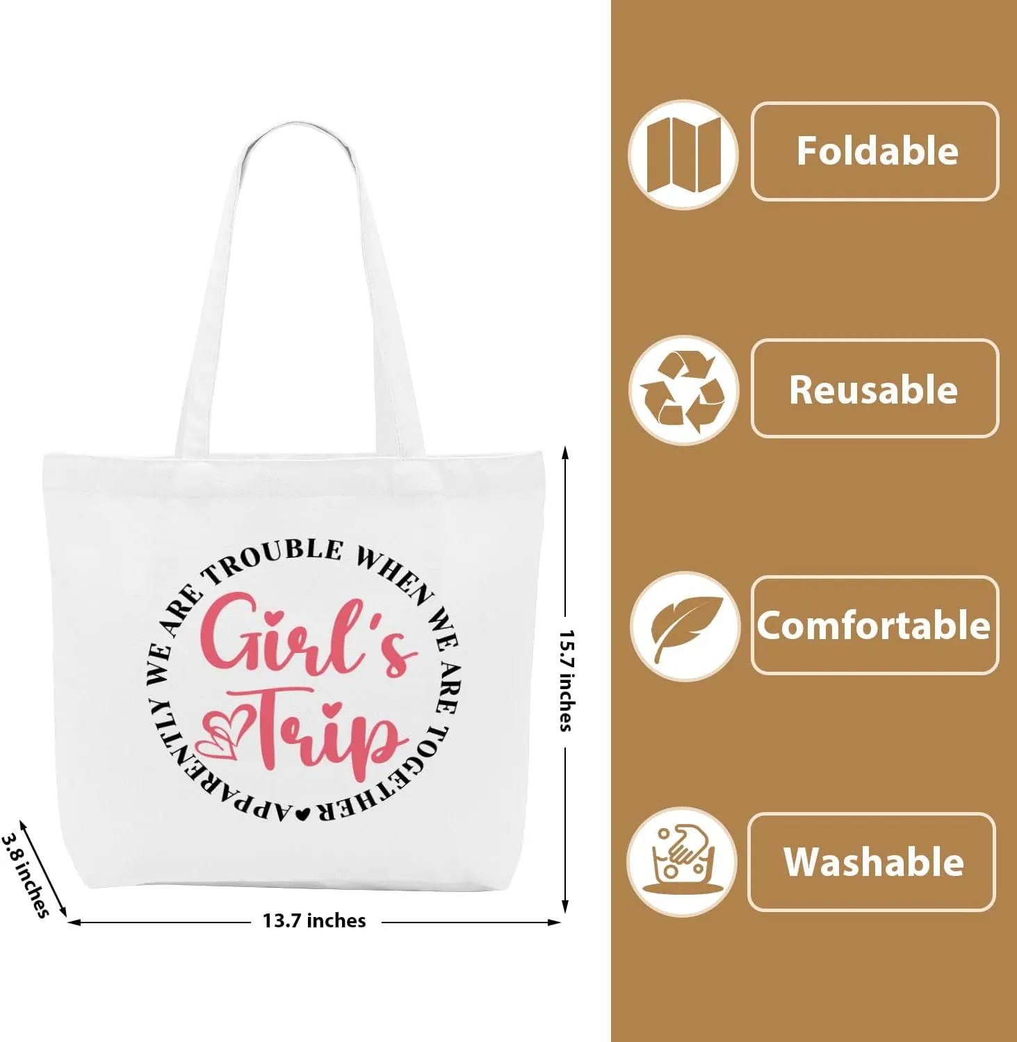 CQM Girls Trip Gifts Girls Weekend Tote Bag Gifts Beach Bag Travel Gifts Shopping Bag Weekender Bags for Women Girls