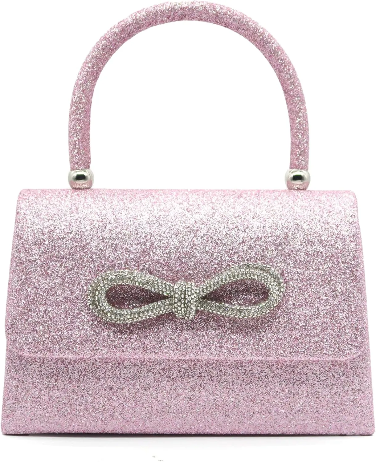 Crbeqabe Evening Clutch Purses for Women Rhinestone Bow Clutch Purse Glitter Wedding Party Handbag with Chains