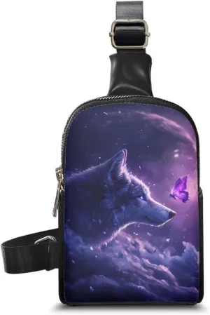 Crossbody Bags for Women, Mini Ladies Chest Bags for Women Portable Small Shoulder Purse Adjustable Strap Design Portable to Carry for Sports Activities Butterfly Wolf