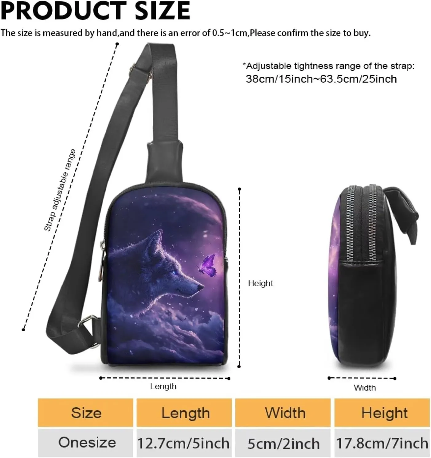 Crossbody Bags for Women, Mini Ladies Chest Bags for Women Portable Small Shoulder Purse Adjustable Strap Design Portable to Carry for Sports Activities Butterfly Wolf