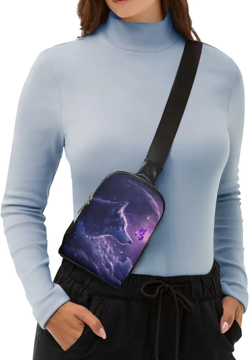 Crossbody Bags for Women, Mini Ladies Chest Bags for Women Portable Small Shoulder Purse Adjustable Strap Design Portable to Carry for Sports Activities Butterfly Wolf