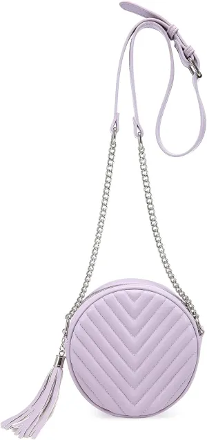 Crossbody Bags for Women Round Purse Quilted purse, Faux Leather, with Tassel