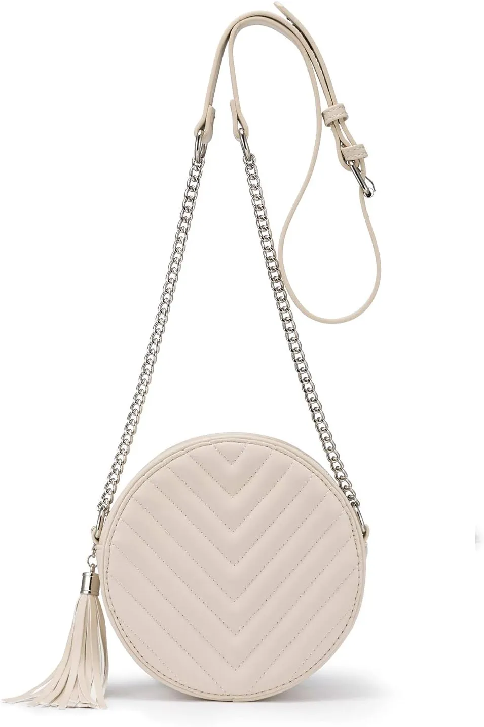 Crossbody Bags for Women Round Purse Quilted purse, Faux Leather, with Tassel