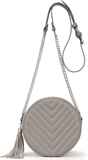Crossbody Bags for Women Round Purse Quilted purse, Faux Leather, with Tassel