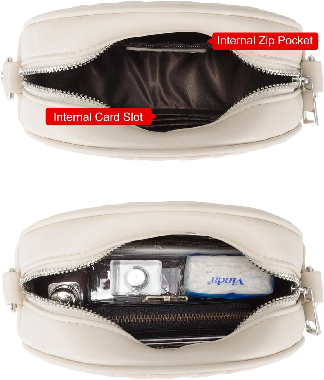 Crossbody Bags for Women Round Purse Quilted purse, Faux Leather, with Tassel