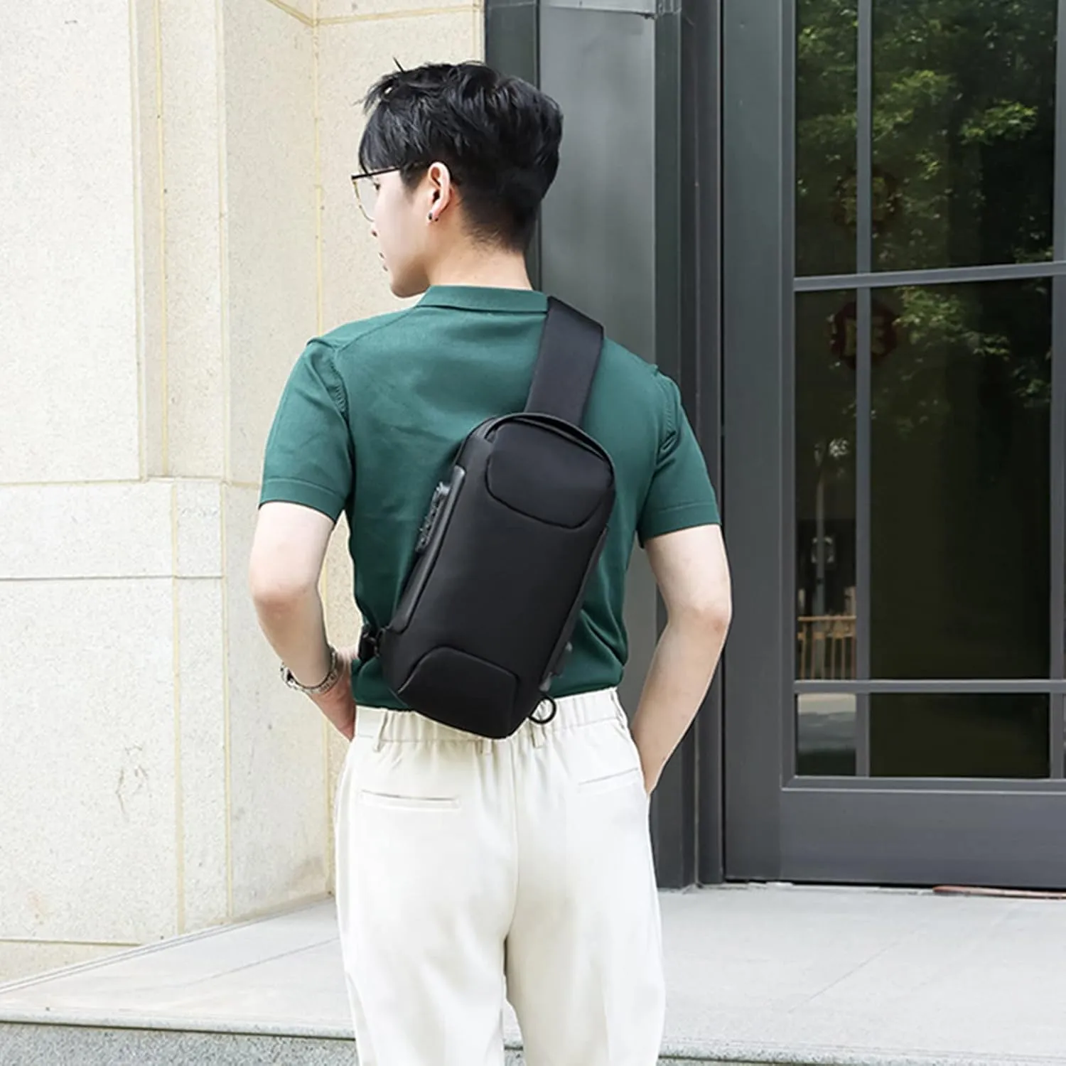 Crossbody Handbag Soft Purse Men's Prevention Of Thieves Password Chest Lock Bag Cloth Sports One Shoulder