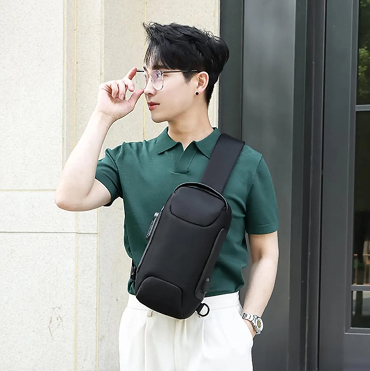 Crossbody Handbag Soft Purse Men's Prevention Of Thieves Password Chest Lock Bag Cloth Sports One Shoulder